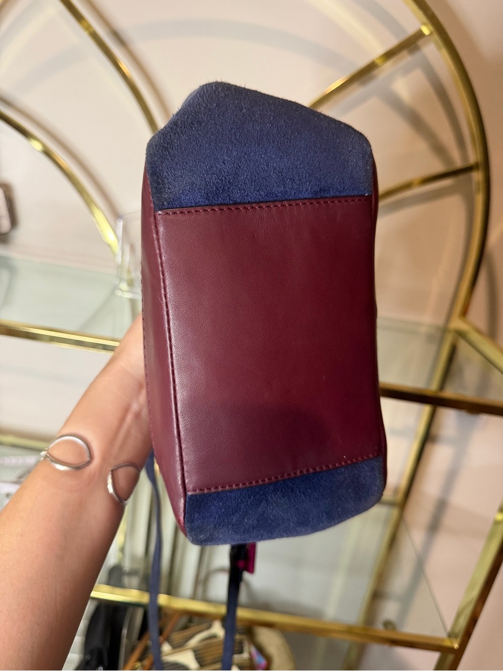 Coach Two-Tone Fuchsia, Burgundy and Navy Leather Shoulder Bag - Picture 3 of 16